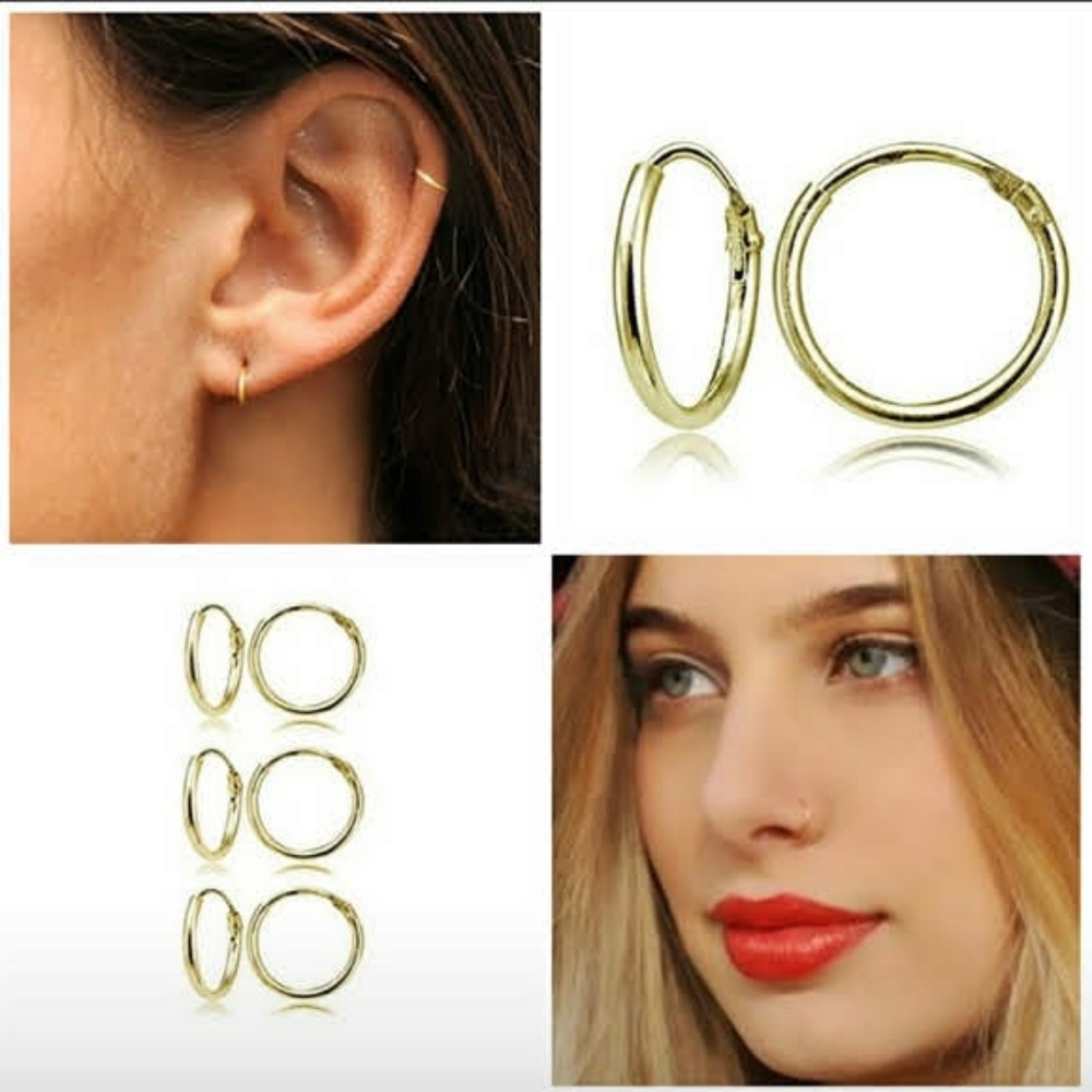 Yellow Gold Flashed Sterling Silver Small Earrings